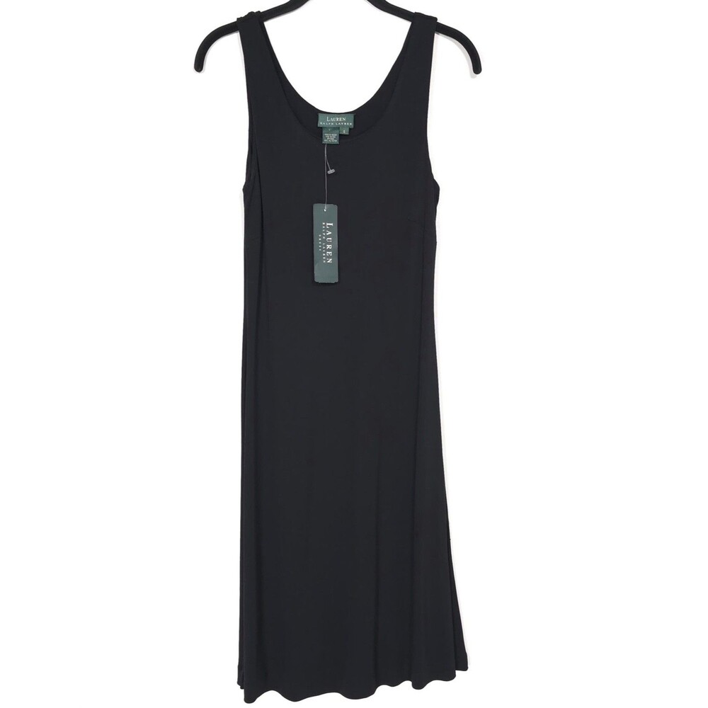 LAUREN RALPH LAUREN New Women’s SMALL Midi Dress Jersey Vintage Sleeveless Black